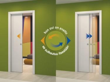 Self-closing toiminnon avulla Eclisse Pocket Door -liukuovi sulkeutuu itsestään. Kätevä toiminto esimerkiksi vaatehuoneisiin!